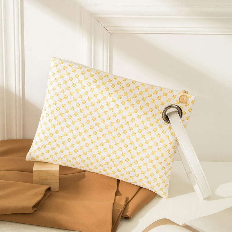 Pochette femme marron plaid Marron-Rose-Blanc-Noir-ShopGET® 