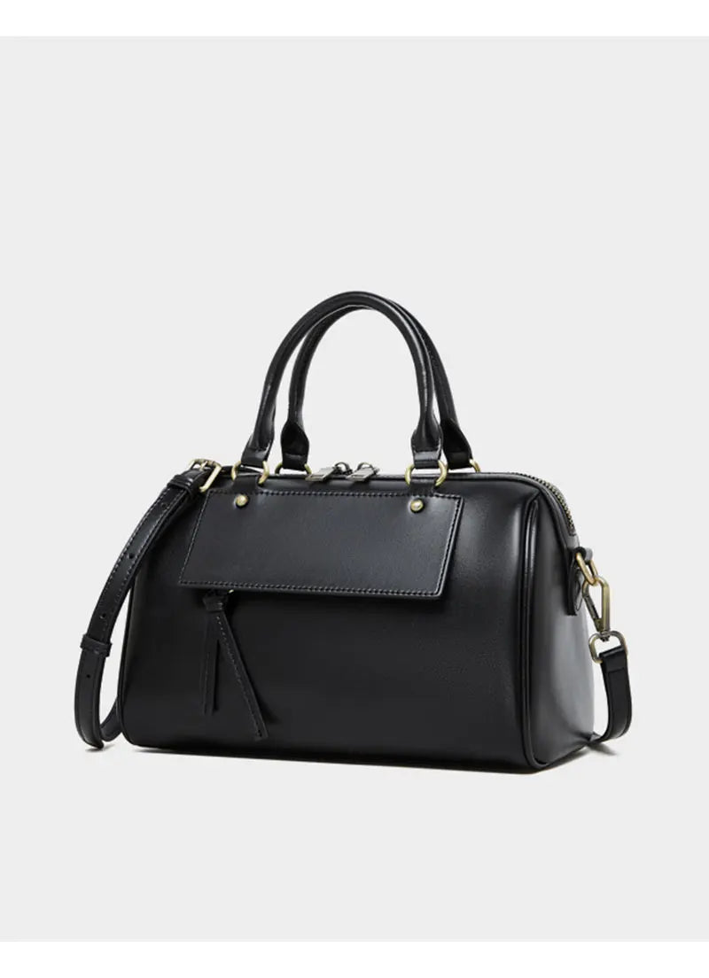 Sac cabas noir Genuine Leather Marron A-Marron B-Marron C-Gris-Noir-ShopGET® 