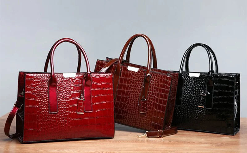 Sac cabas noir  cuir souple de qualité Noir / 34x13x24cm-Rouge / 34x13x24cm-Marron / 34x13x24cm-ShopGET® 