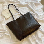 Sac cabas femme noir en cuir sans accessoires Noir / 30x32x8cm-Marron / 30x32x8cm-ShopGET® 