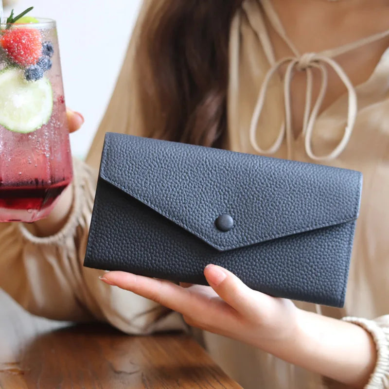 Pochette en cuir tendance pour femme Orange-Gris-Vert-Rose-Kaki-Jaune-Noir-Rouge-Pourpre-ShopGET® 