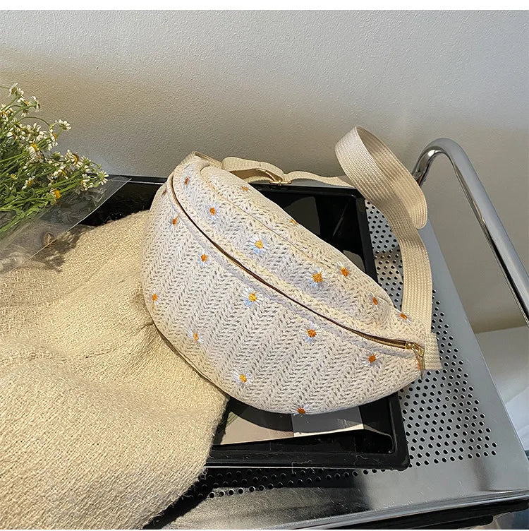 Sac banane femme paille fleurs - ShopGET®