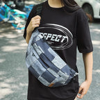 sac banane femme tendance denim plaid