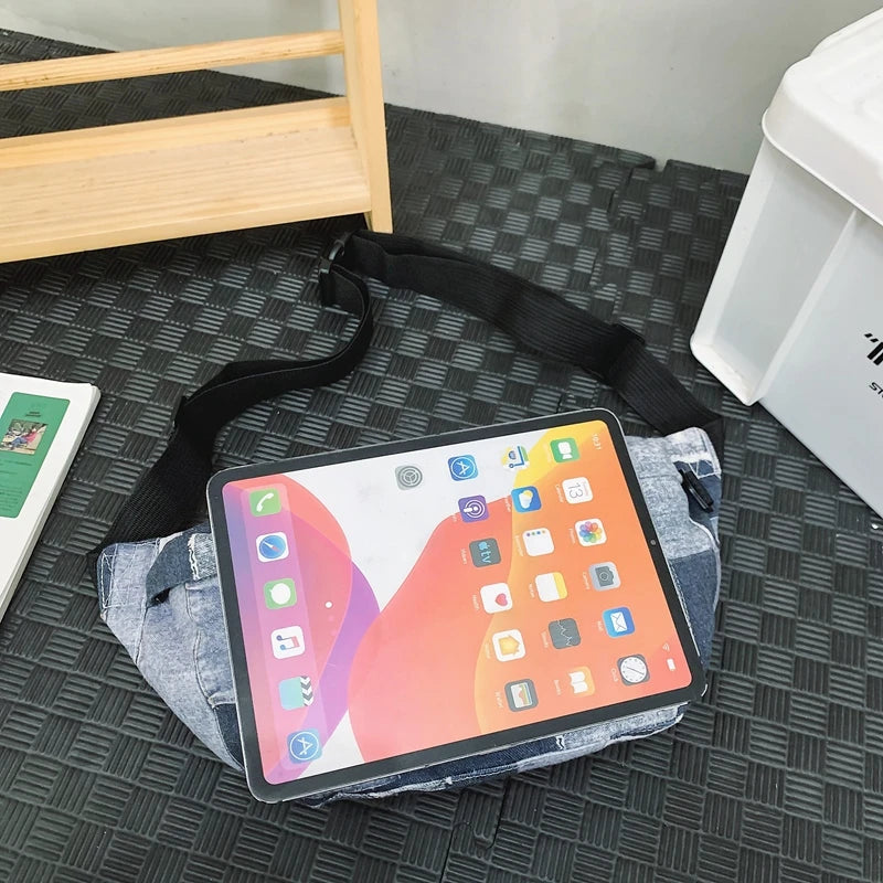 sac banane femme tendance denim plaid