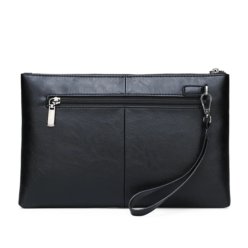 Pochette homme en cuir idéal pour VIP party Noir / 30cm x 19cm x 2cm-Noir / 27cm x 17cm x 2cm-ShopGET® 