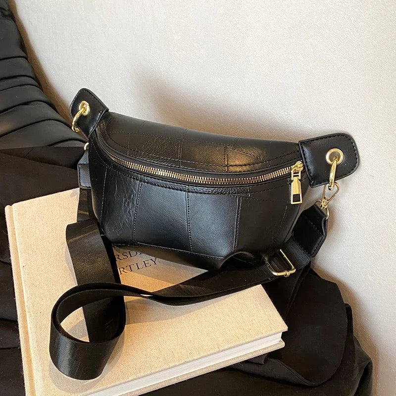 Sac banane en cuir argent femme