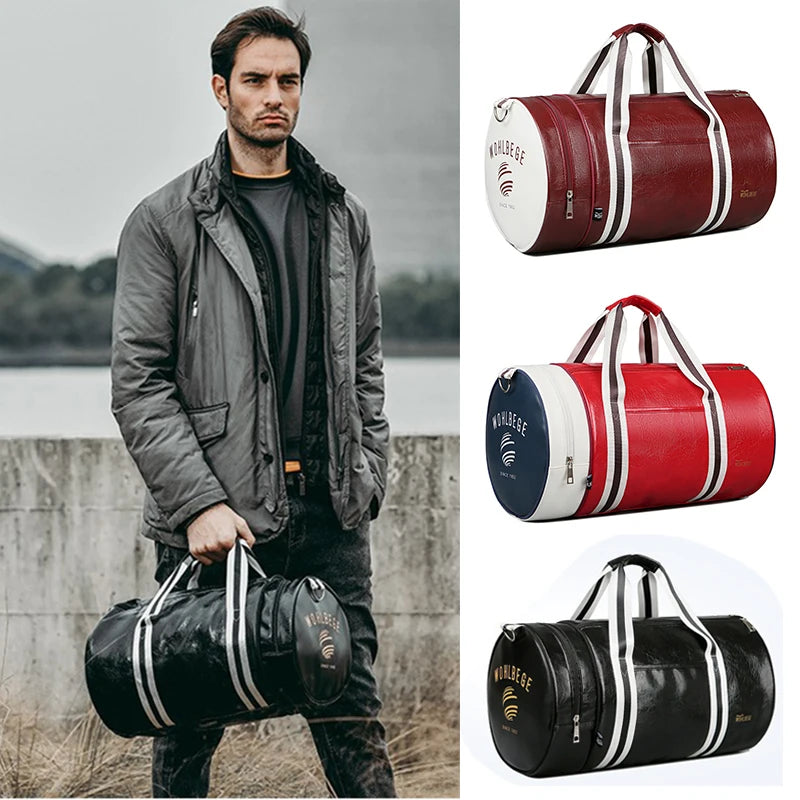 Sac polochon homme de luxe Noir-Rouge-ShopGET® 