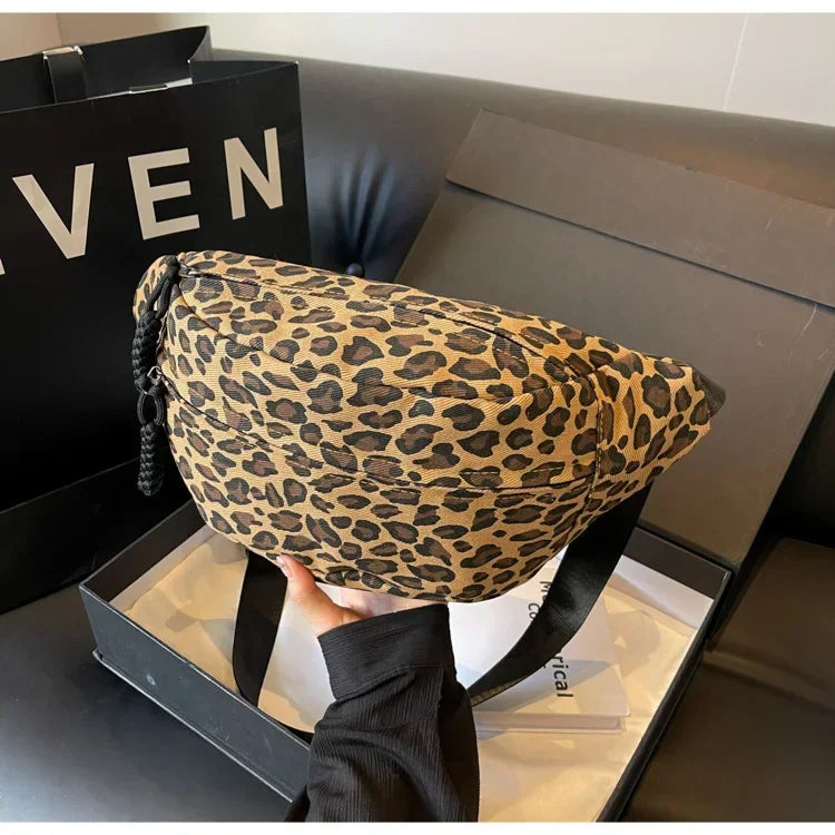 Sac banane léopard en canvas tendance