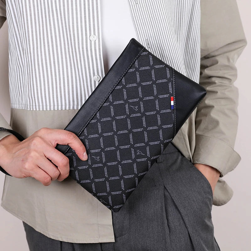 Pochette homme à décor géométrique 27cmX16.5cmX3cm-ShopGET® 