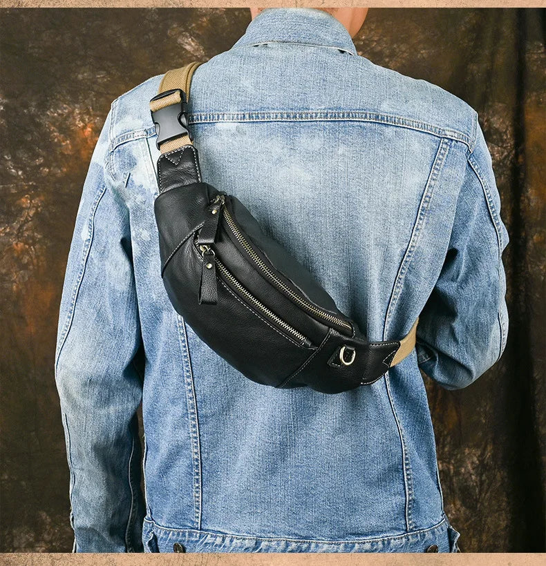 Sac banane homme discret en cuir authentique - ShopGET®