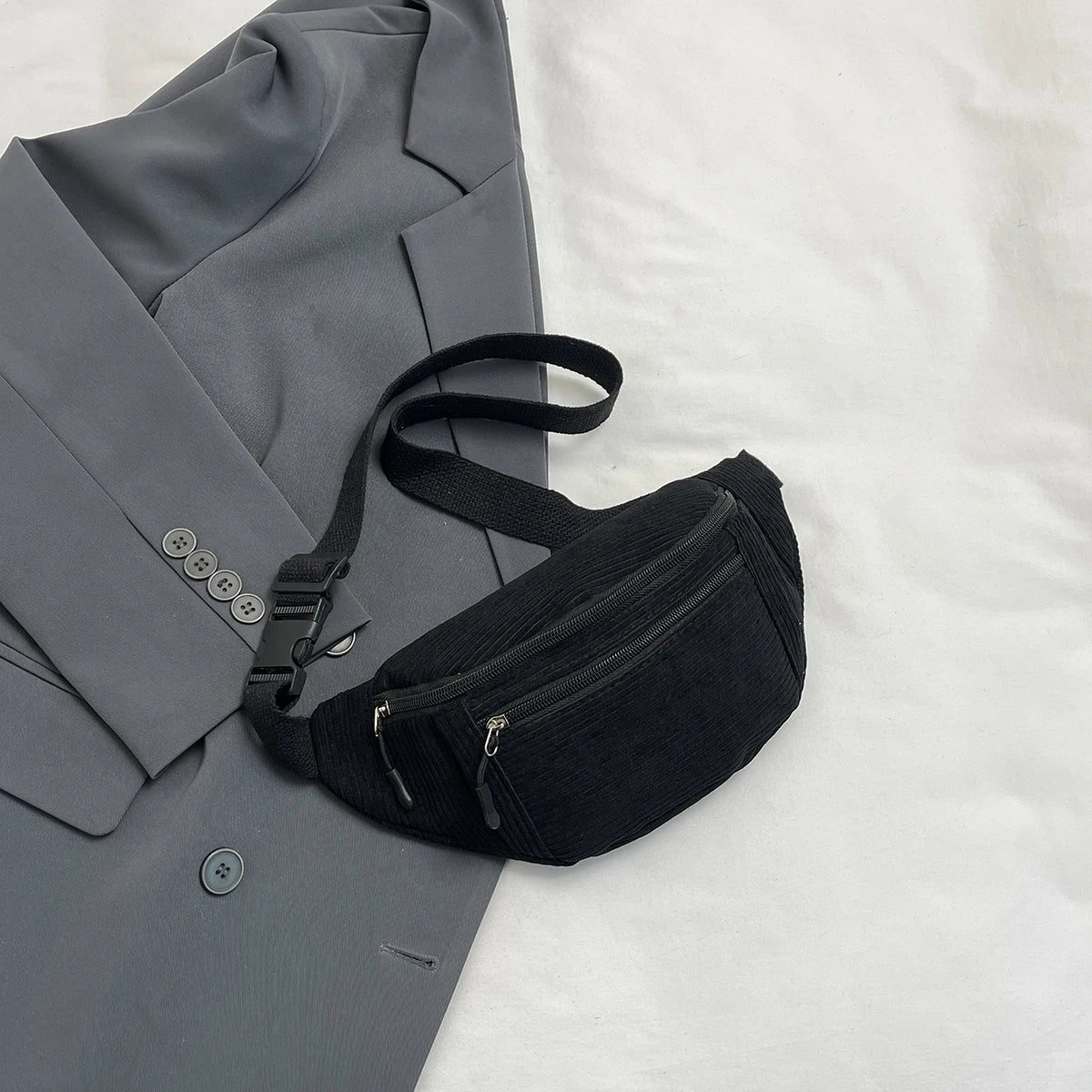 Sac banane femme en velours noir - ShopGET®