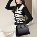 Sac cabas en cuir marron Burgundy-Noir-Apricot-Gris-Marron-ShopGET® 