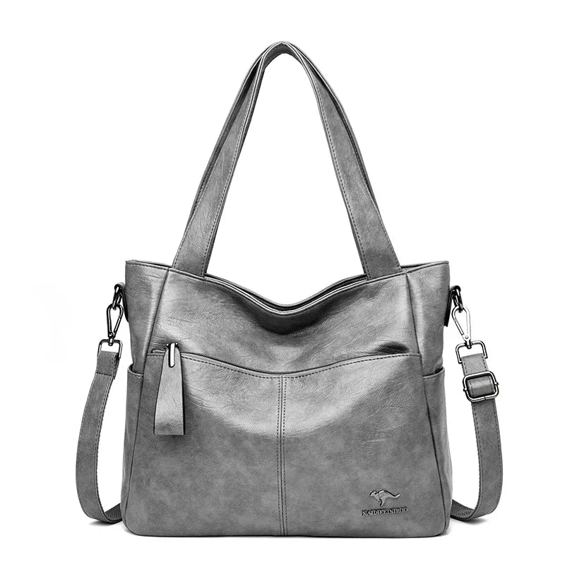 Sac cabas noir Leather kangourou à bandoulière Kaki-Gris-Noir-Bleu-Vert-Gris SB-Burgundy-Noir SB-Burgundy SB-Beige-Marron-ShopGET® 