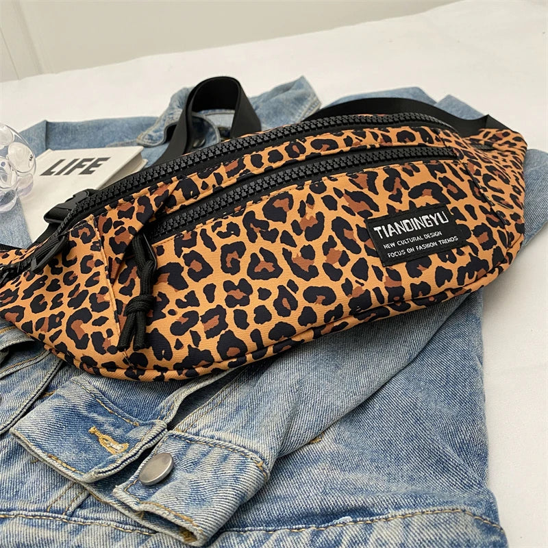 Sac banane léopard anti-vol en toile