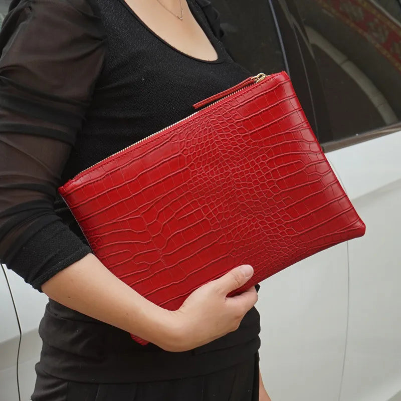Pochette femme en cuir brillant A / 33x24cm-B / 33x24cm-C / 33x24cm-D / 33x24cm-E / 33x24cm-F / 33x24cm-G / 33x24cm-H / 33x24cm-ShopGET® 