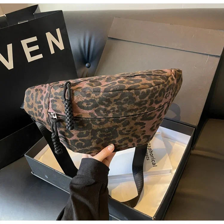 Sac banane léopard en canvas tendance