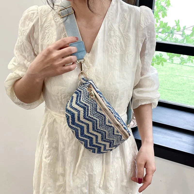 sac banane femme tendance à rayures ondulées