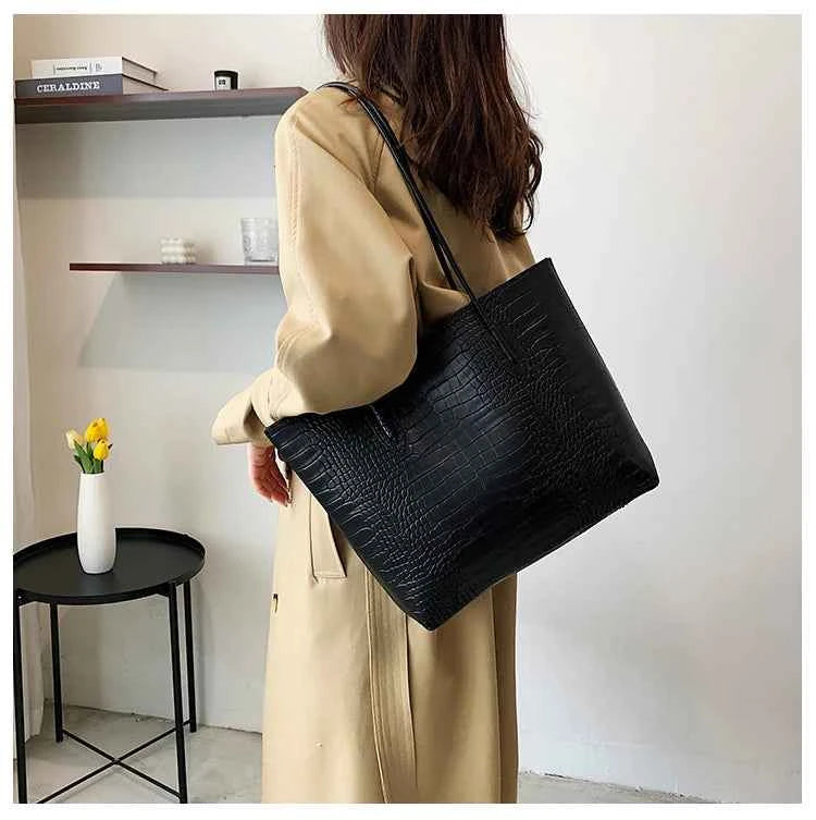 Sac cabas femme noir en cuir sans accessoires Noir / 30x32x8cm-Marron / 30x32x8cm-ShopGET® 