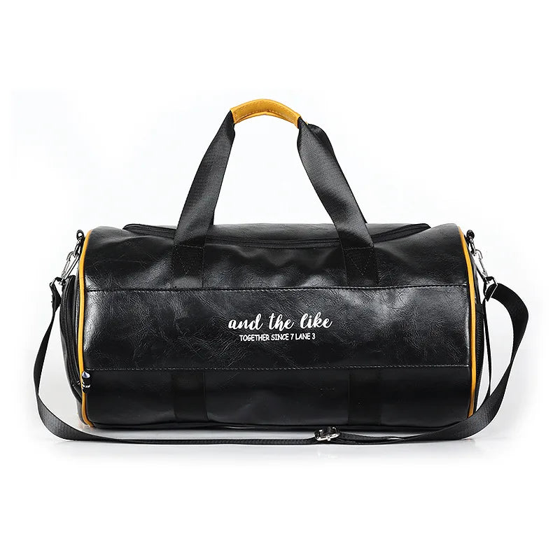 Sac polochon étanche en cuir Noir A-Noir B-Vert A-Noir Jaune-Vert B-ShopGET® 