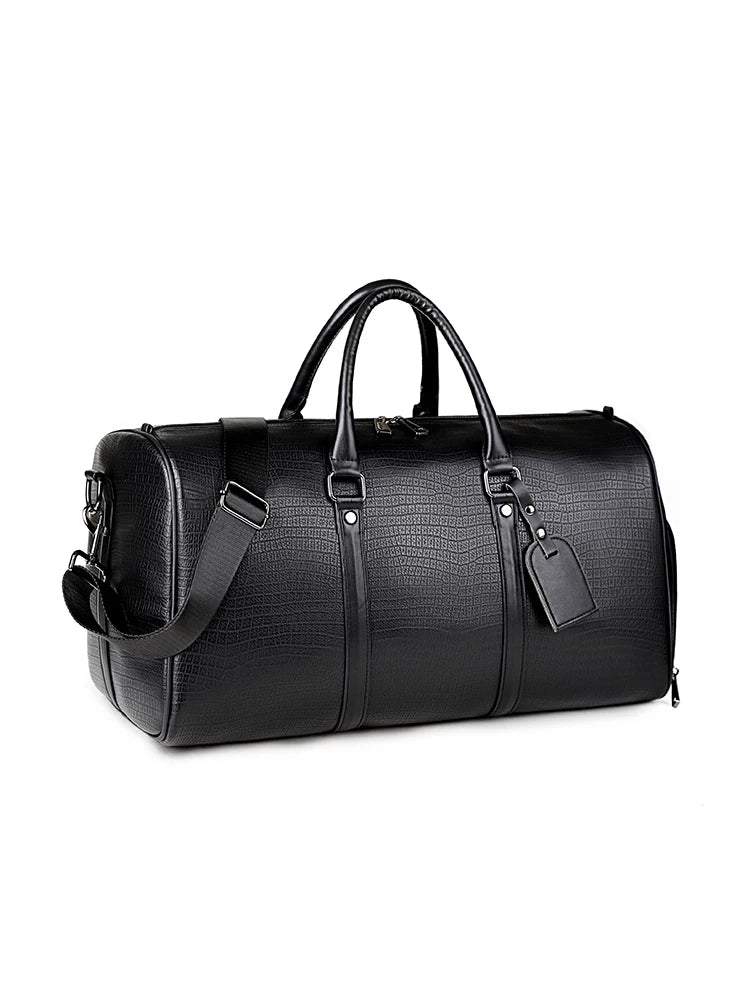 Sac weekend femme en cuir solide et premium Noir-ShopGET® 