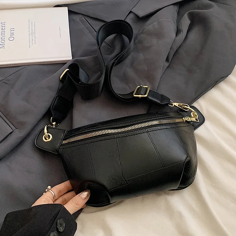 Sac banane en cuir argent femme