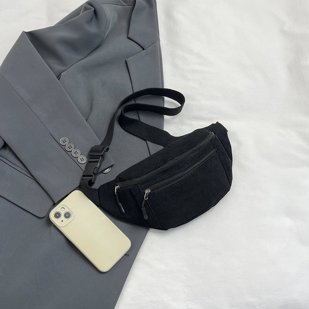 Sac banane femme en velours noir - ShopGET®