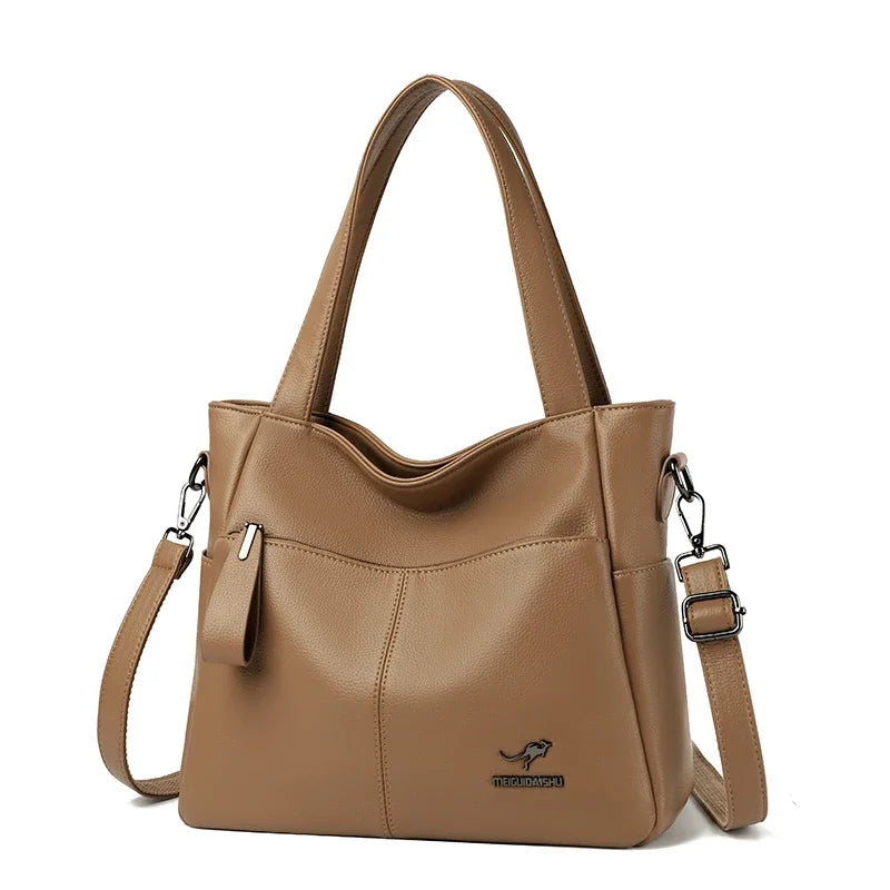 Sac cabas noir Leather kangourou à bandoulière Kaki-Gris-Noir-Bleu-Vert-Gris SB-Burgundy-Noir SB-Burgundy SB-Beige-Marron-ShopGET® 