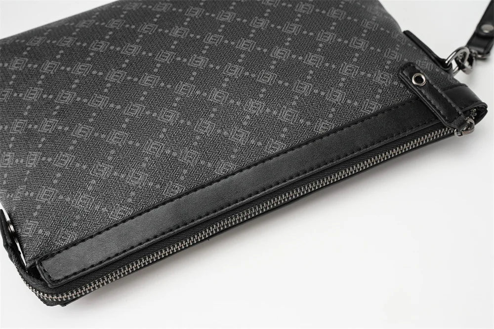 Petite pochette homme  luxe en plaid Noir-ShopGET® 