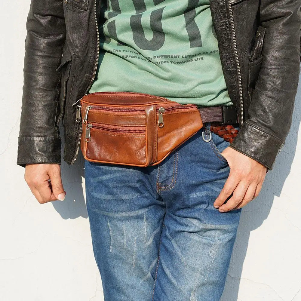 Sac banane en cuir doré jaune