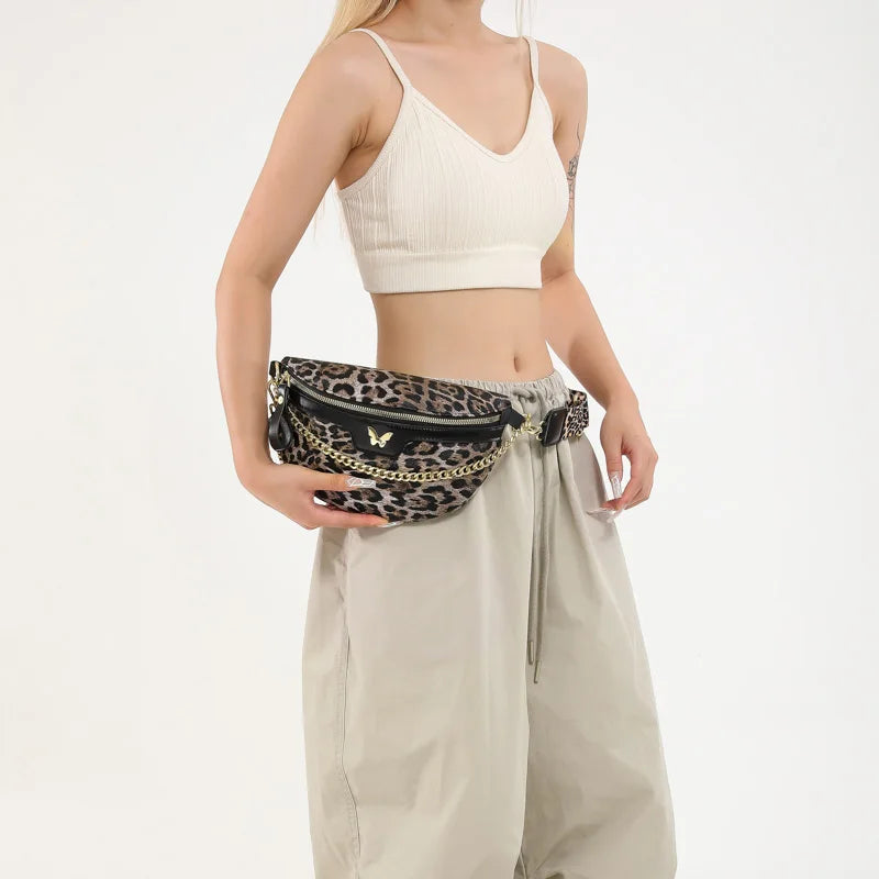 Sac banane léopard avec chaine