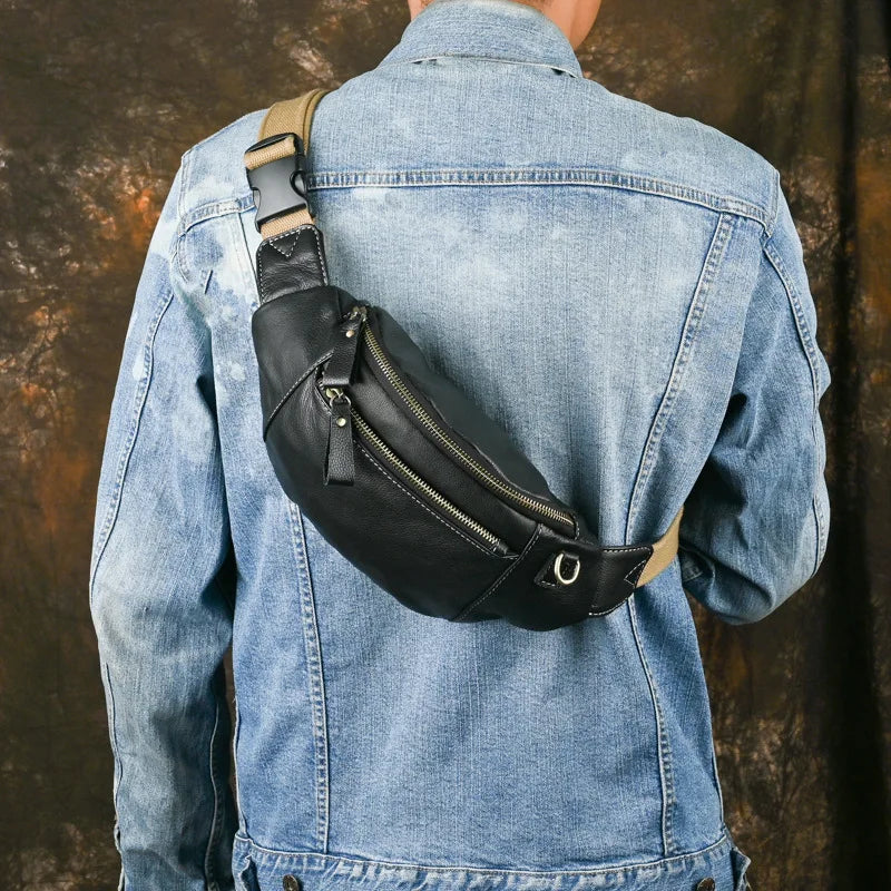 Sac banane homme discret en cuir authentique - ShopGET®