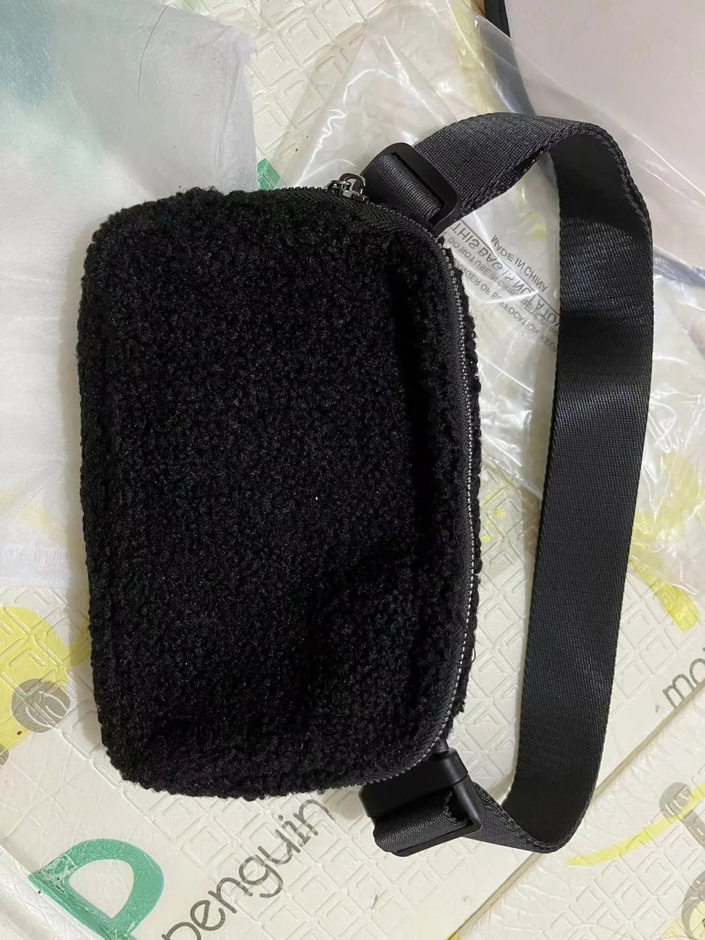 Sac banane velours beige pour femme