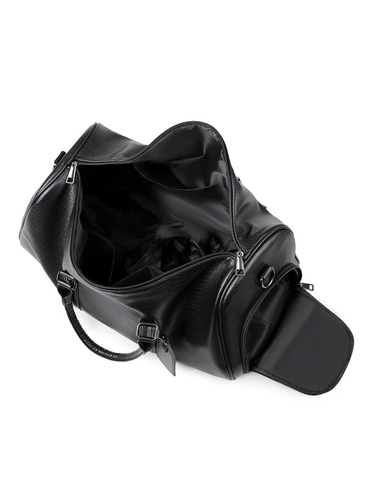 Sac weekend femme en cuir solide et premium Noir-ShopGET® 