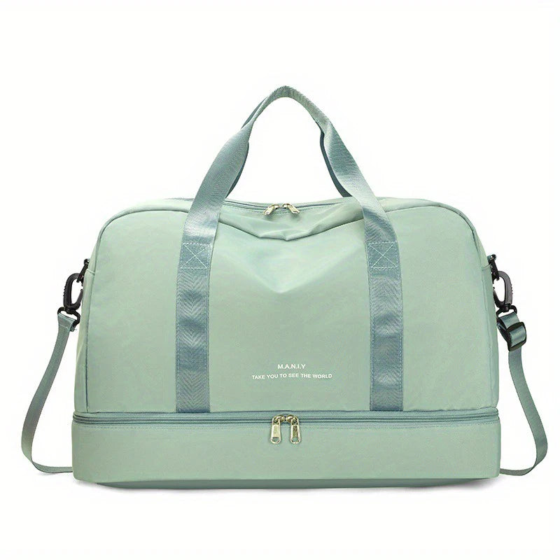 Sac weekend femme pas cher avec bandoulière Vert-Noir-ShopGET® 
