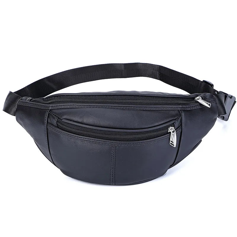 Sac banane en cuir multipoche homme