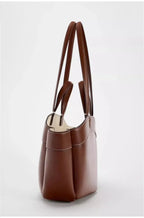 Mini sac cabas en cuir pour les femmes Magneta Couleur-Marron-Noir-ShopGET® 