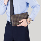 Pochette homme temps moderne en cuir Noir / 15cm x 24cm x 2cm-Noir / 19cm x 27cm x 2cm-ShopGET® 