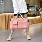 Sac weekend femme multi compartiment Vert-Bleu-Vert rose-Beige-Bleu A-Pourpre A-Gris-Rose A-Rose B-Kaki-Pourpre B-Bleu Ciel-Noir-ShopGET® 