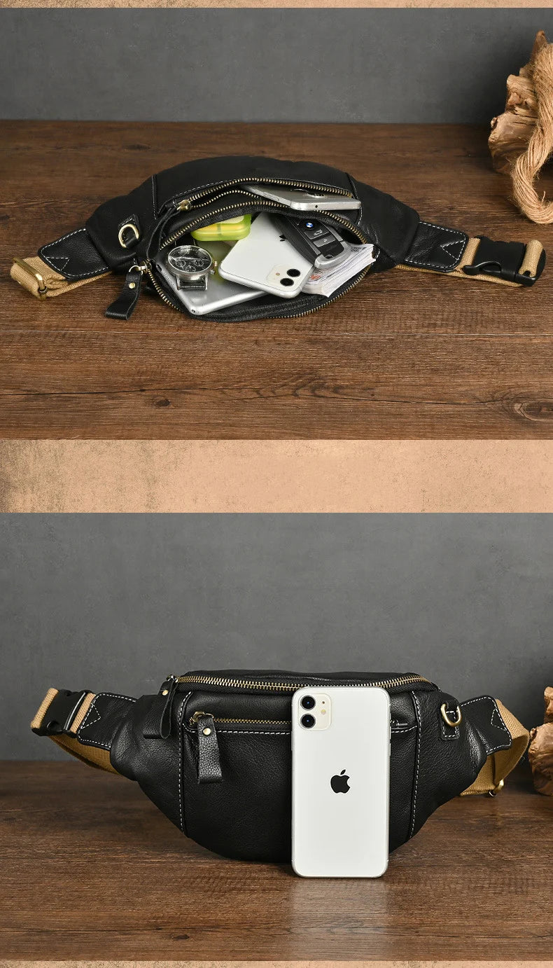 Sac banane homme discret en cuir authentique - ShopGET®