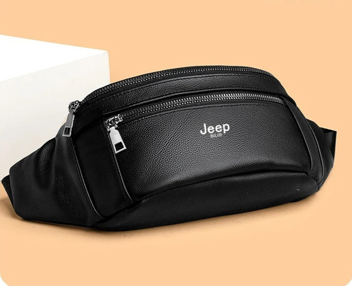 Sac banane homme cuir marron solide