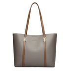 Sac cabas noir été cuir brillant Kaki-Gris-Apricot-Noir-Marron A-Marron B-ShopGET® 