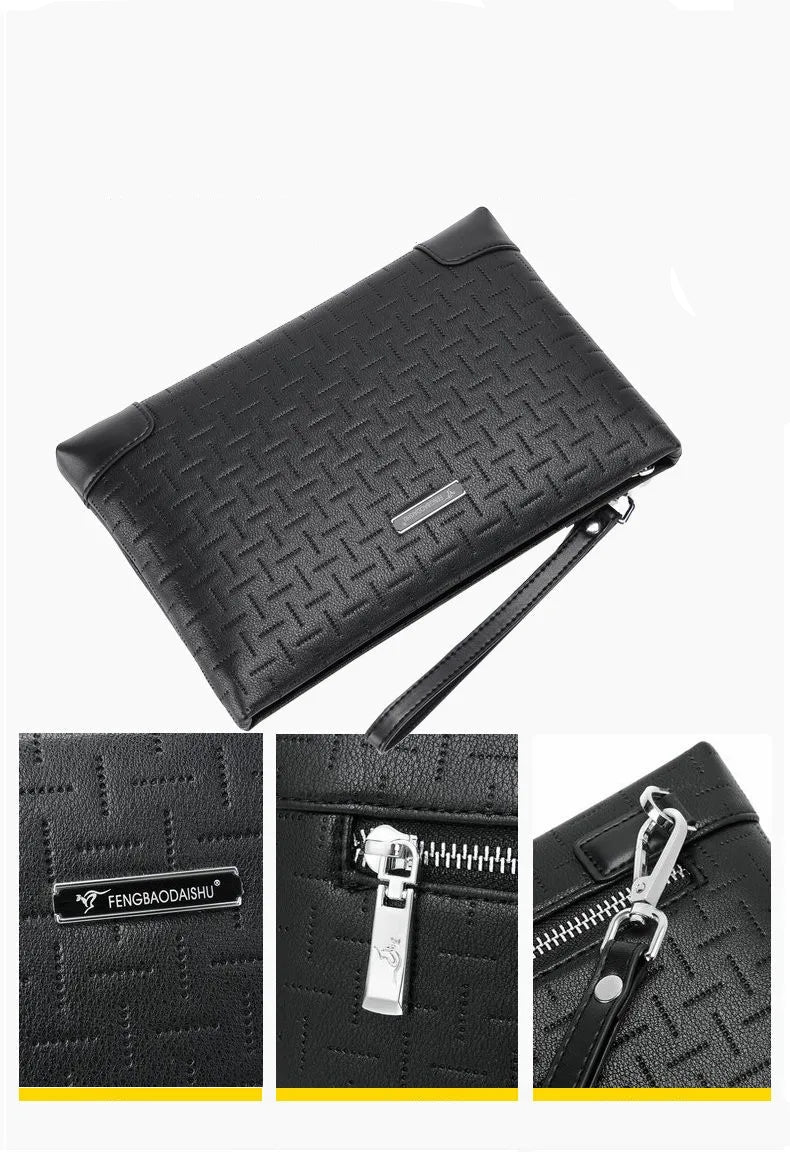 Pochette homme cuir marron Noir-ShopGET® 