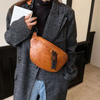 Grand sac banane en cuir tendance