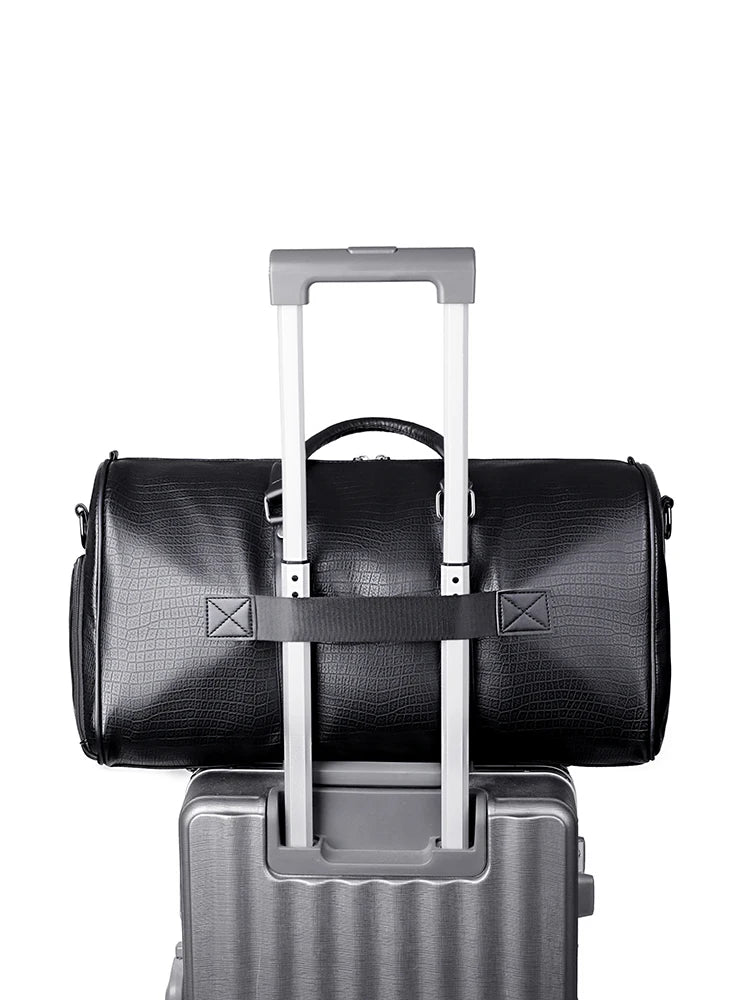 Sac weekend femme en cuir solide et premium Noir-ShopGET® 