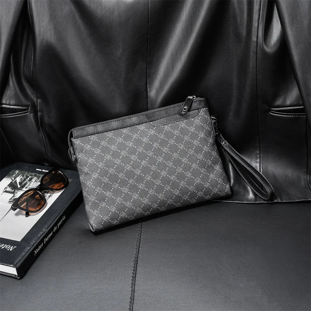 Petite pochette homme  luxe en plaid Noir-ShopGET® 