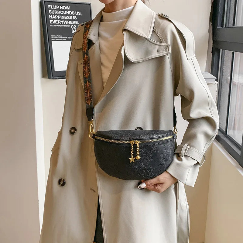 Sac banane en cuir noir femme