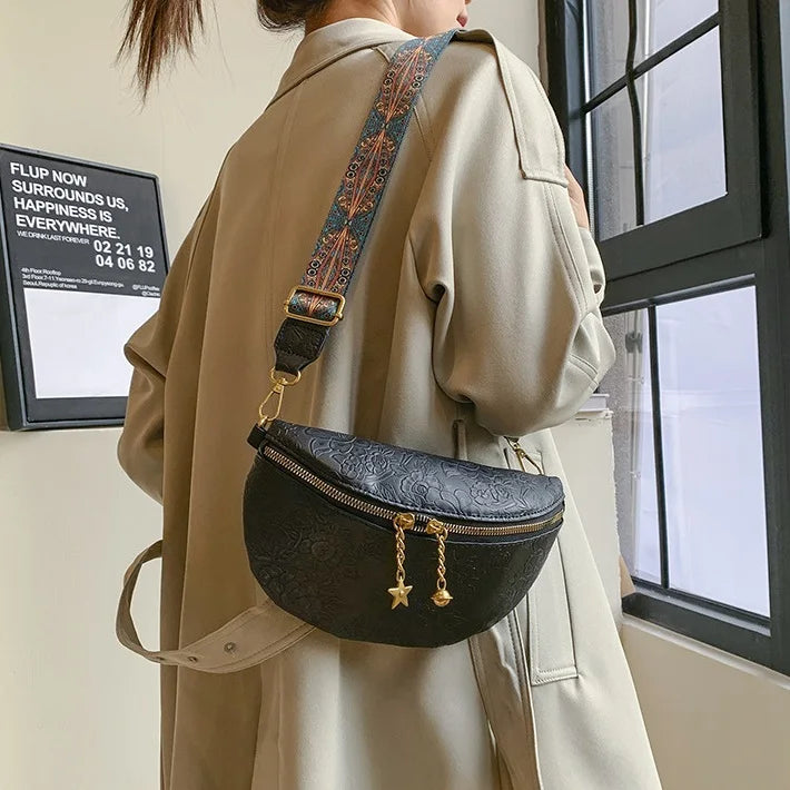 Sac banane en cuir noir femme