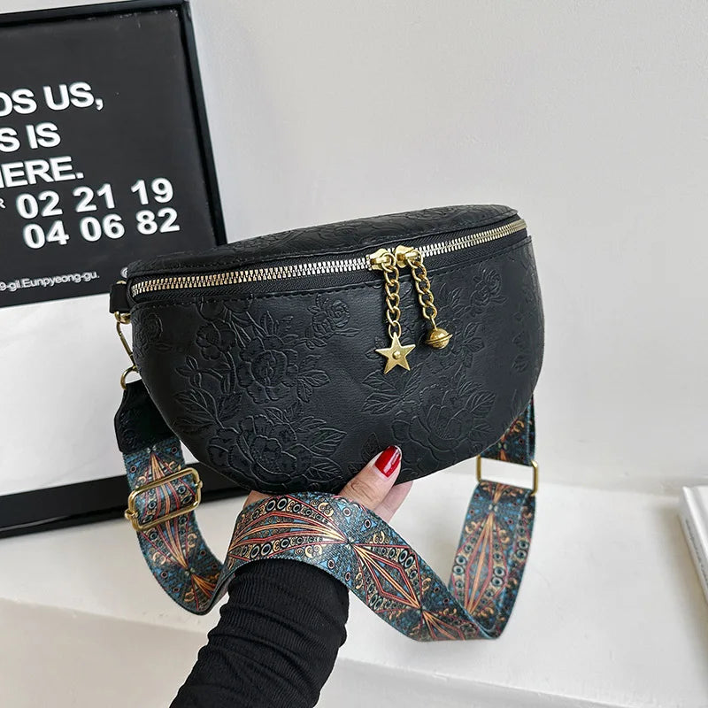 Sac banane en cuir noir femme