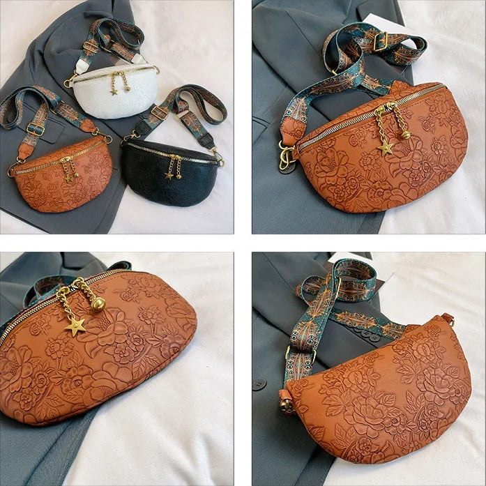 Sac banane en cuir noir femme