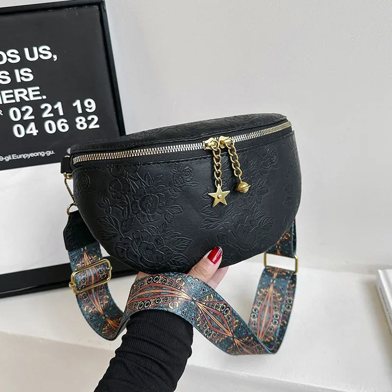 Sac banane en cuir noir femme